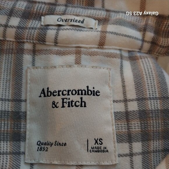 Abercrombie & Fitch Woman's Oversized Plaid Button-Up Shirt XS Classic - Picture 4 of 6
